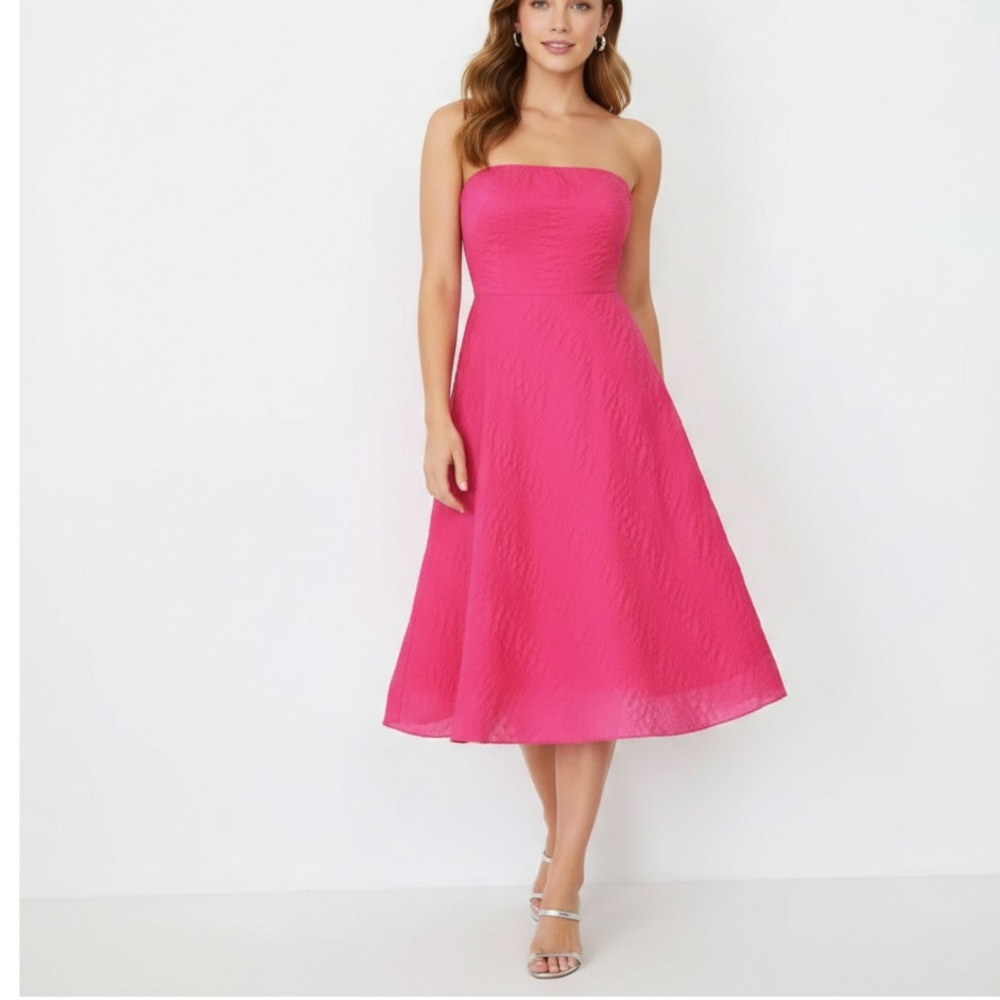 J. Crew Pink Strapless Midi Festival Boho Dress‎
